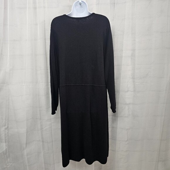 Talbots Dress Black Gray Knit Midi Shift Classic Preppy Office Business 3X - Picture 6 of 10